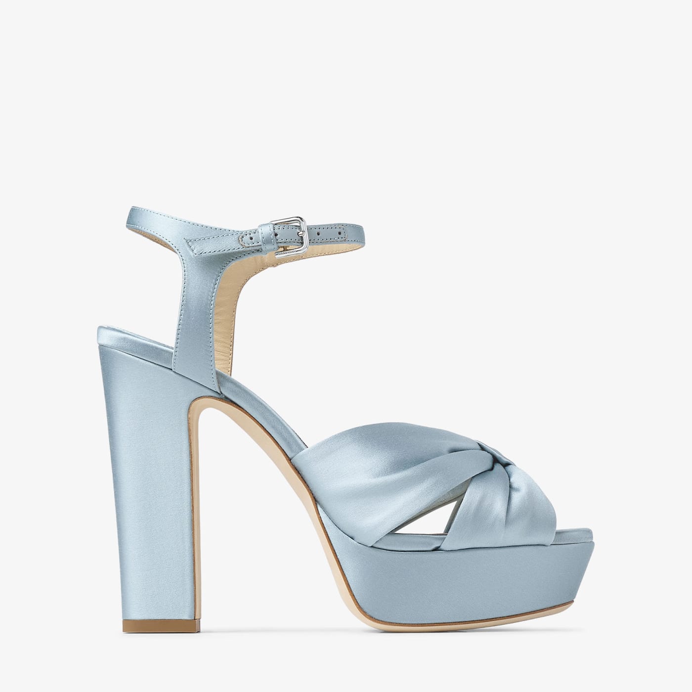 Heloise 120 Ice Blue Satin Platform Sandals