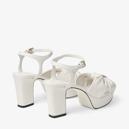 Heloise 80 Latte Nappa Leather Platform Sandals