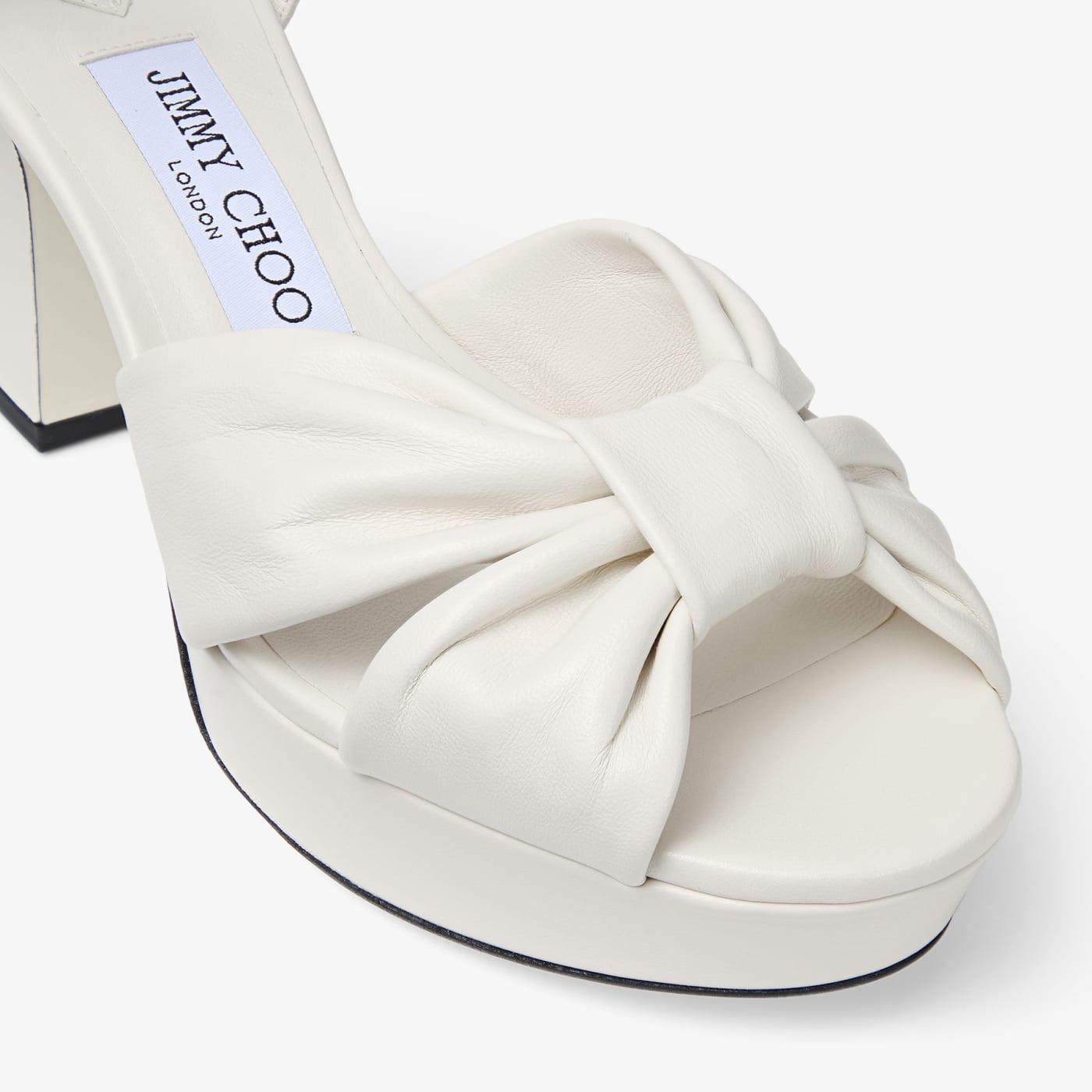 Heloise 80 Latte Nappa Leather Platform Sandals