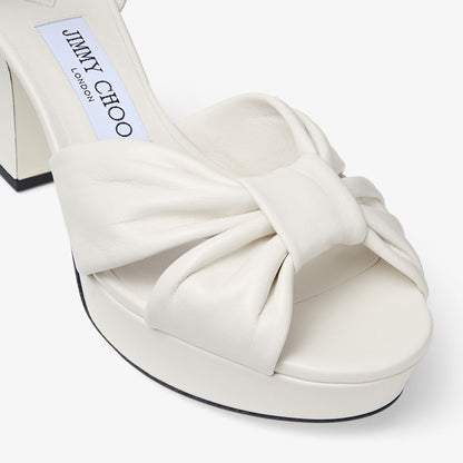Heloise 80 Latte Nappa Leather Platform Sandals