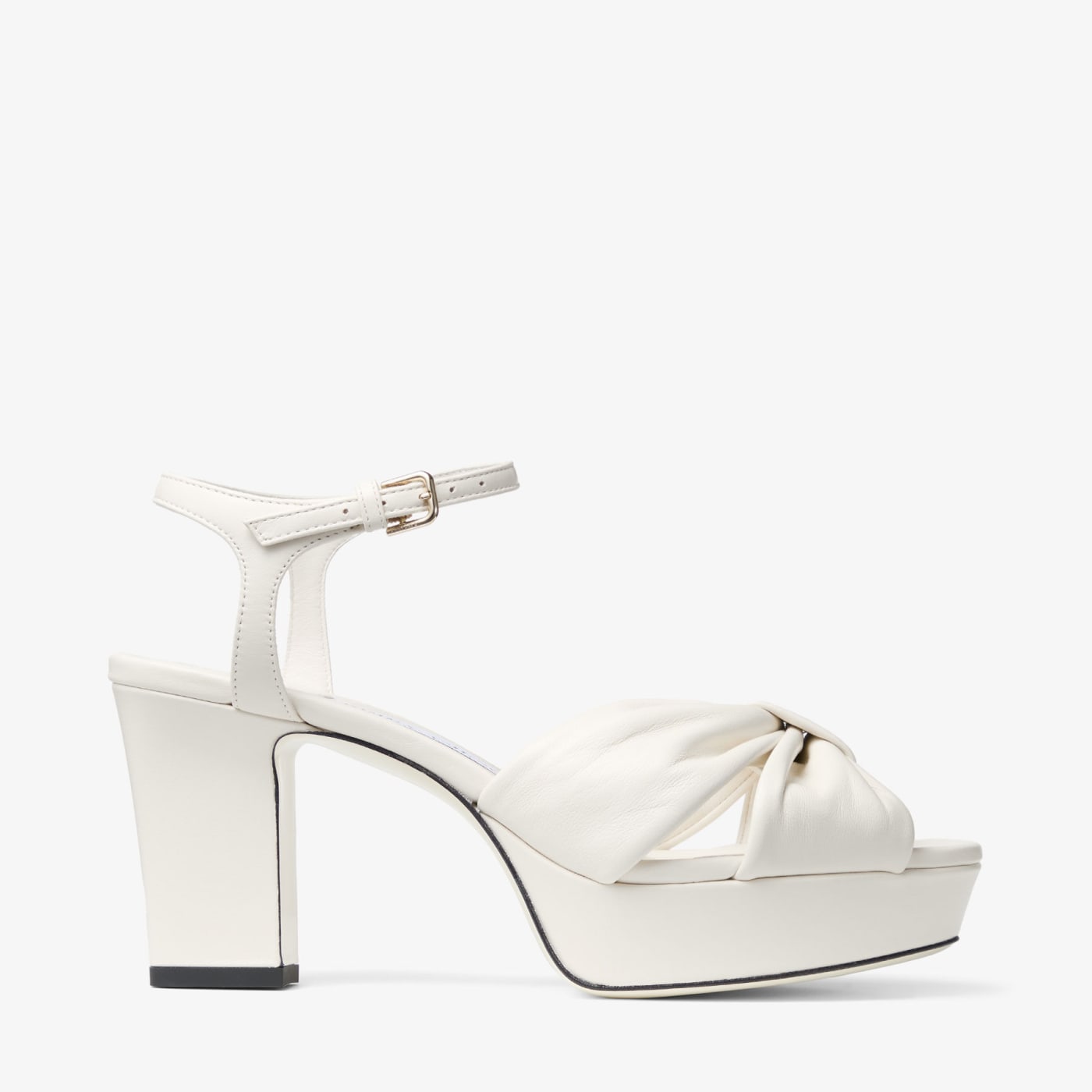 Heloise 80 Latte Nappa Leather Platform Sandals