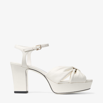 Heloise 80 Latte Nappa Leather Platform Sandals