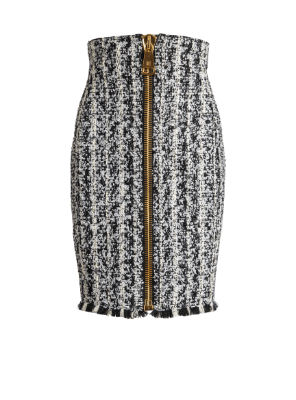 Zipped two-tone tweed skirt