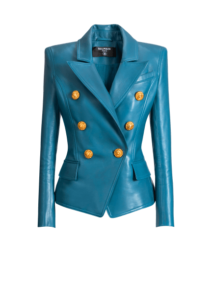 Leather 6-button jacket