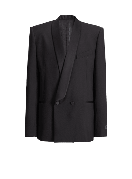 2-button jacket in wool and satin