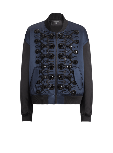 Satin military bomber jacket