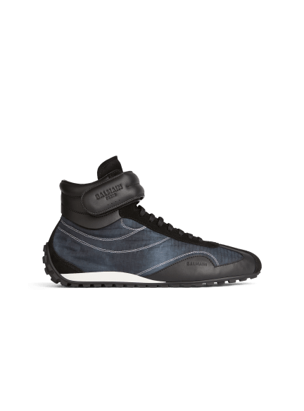 Racing Mid-Top trainers in nylon and leather