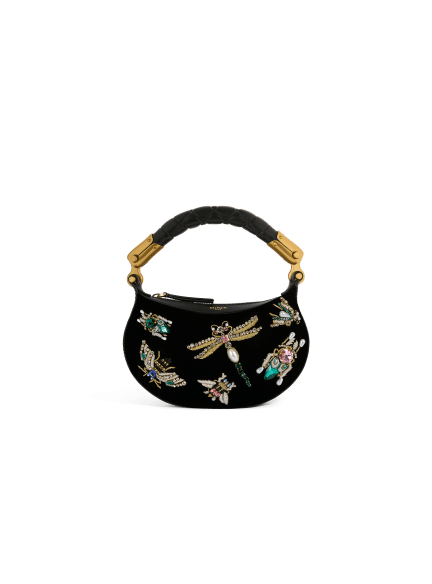 Mini Ebene Insect bag in embroidered velvet