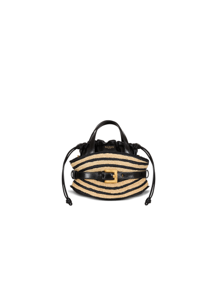 Mini Shuffle bag in smooth leather and raffia
