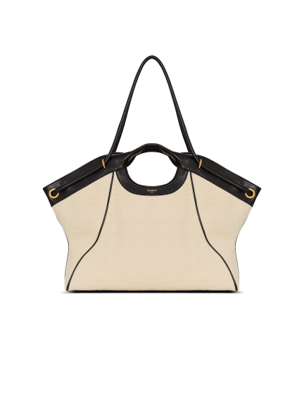 Large Tote in smooth leather and canvas