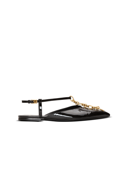 Sync chain sandals in patent leather