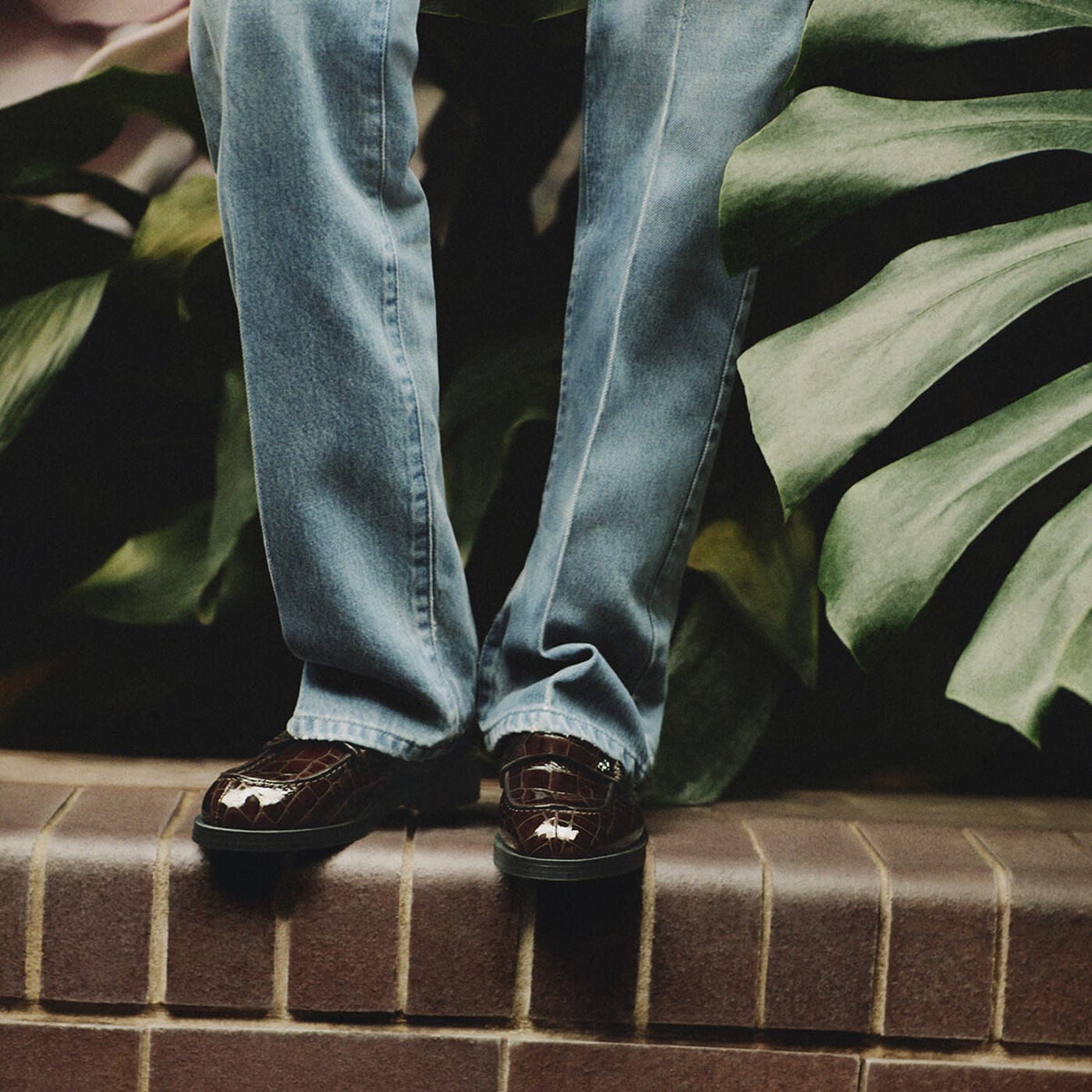 Ivy Loafer Sambuco Shiny Croc Embossed Leather Loafers