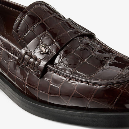 Ivy Loafer Sambuco Shiny Croc Embossed Leather Loafers