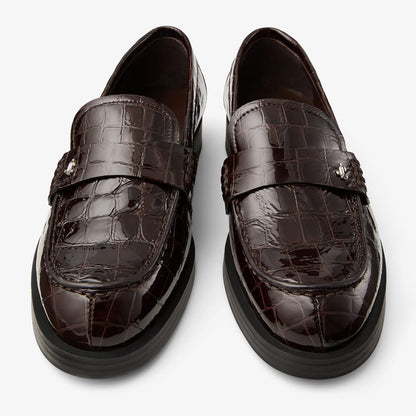 Ivy Loafer Sambuco Shiny Croc Embossed Leather Loafers