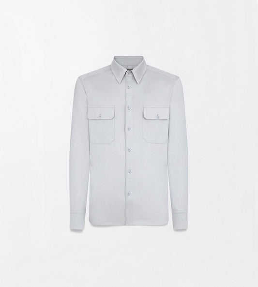 Silk Cotton Blend Military Shirt