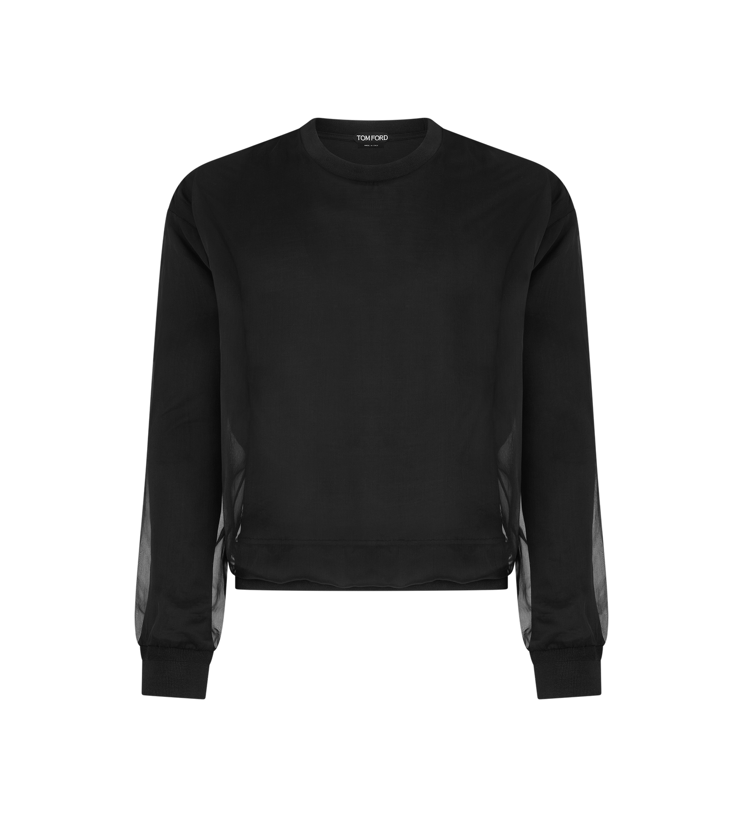 Chiffon Layered Jersey Crew Neck