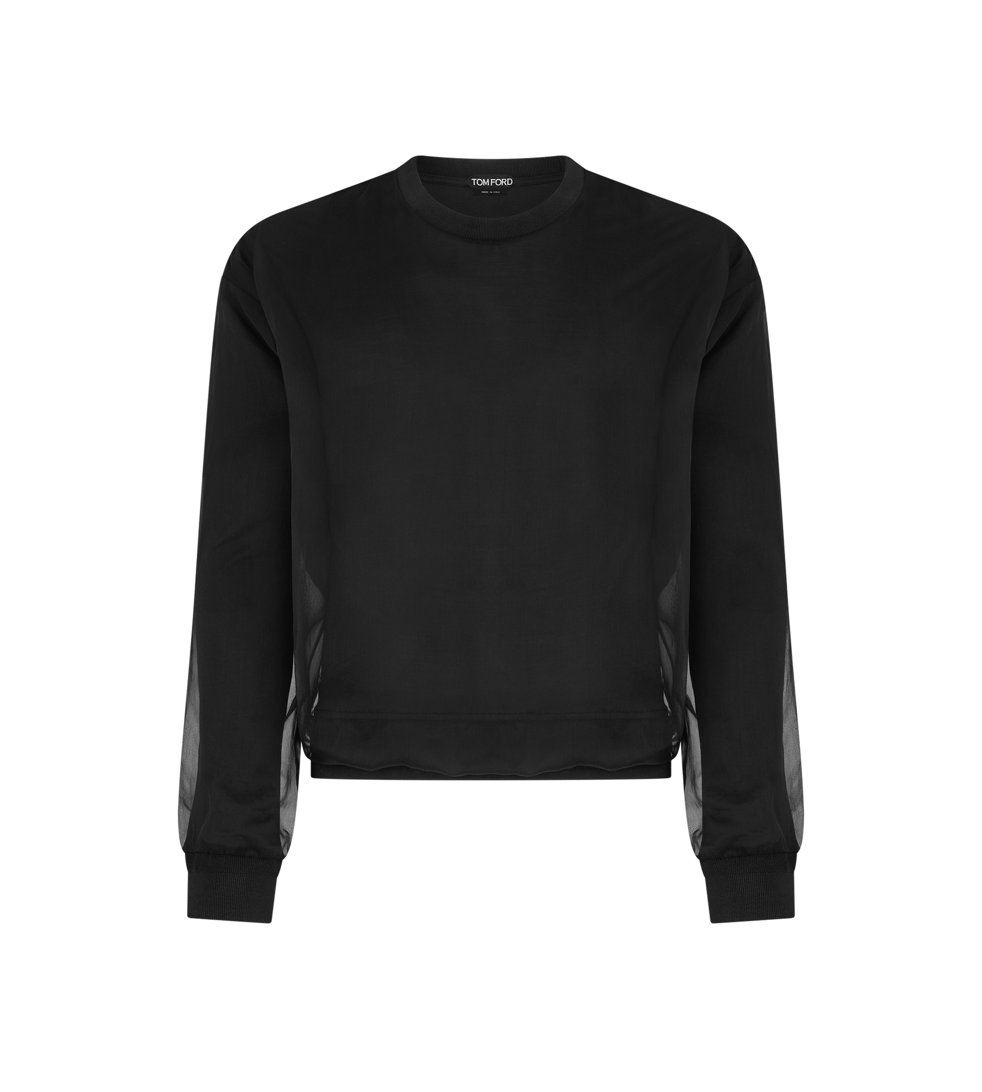 Chiffon Layered Jersey Crew Neck