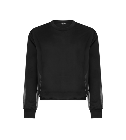 Chiffon Layered Jersey Crew Neck