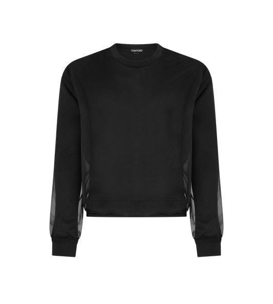 Chiffon Layered Jersey Crew Neck