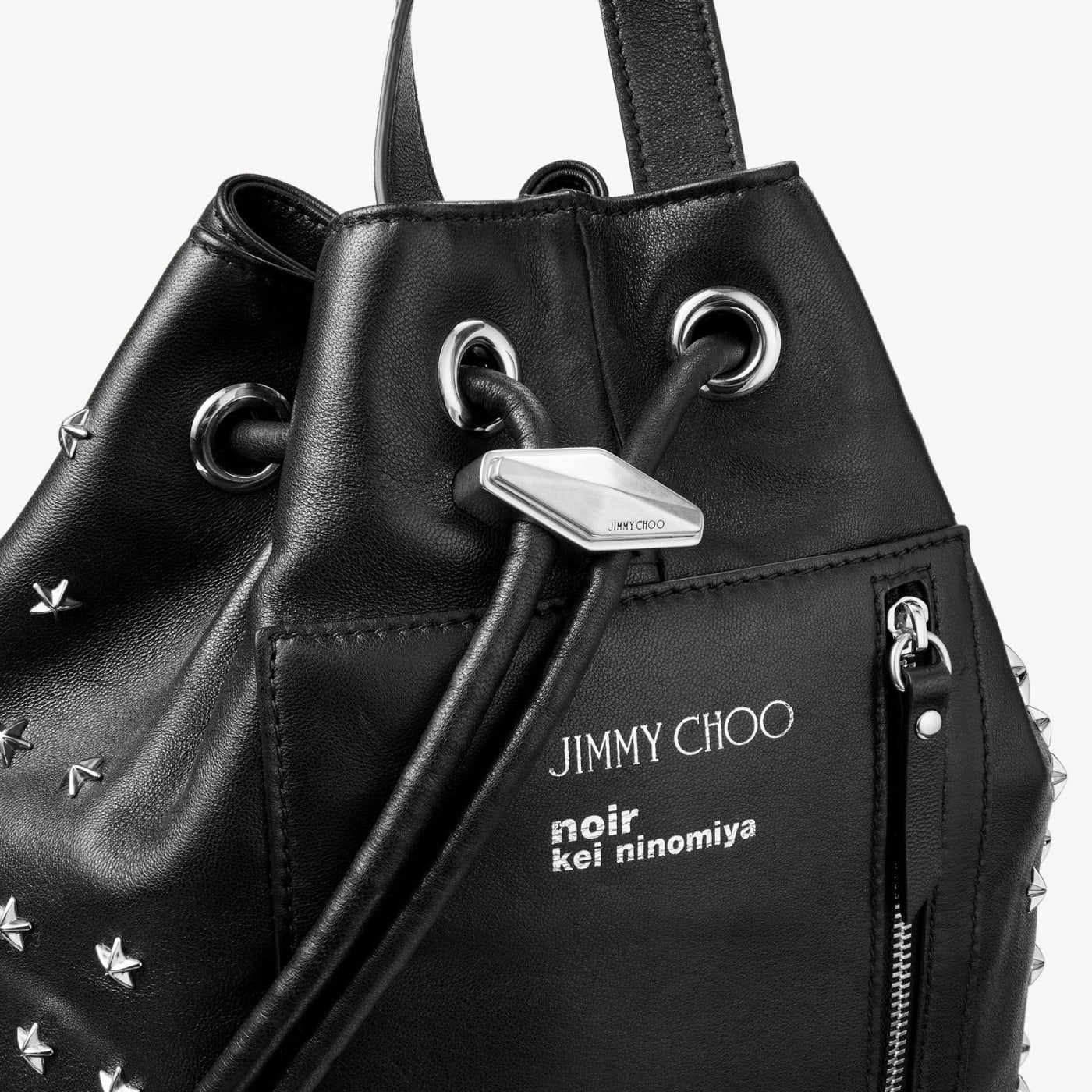 Jimmy Choo noir kei ninomiya Backpack&nbsp; Black Nappa Leather Backpack with Metal Multi Star Embellishment