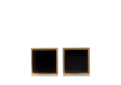 Gold And Onyx Square Cufflinks
