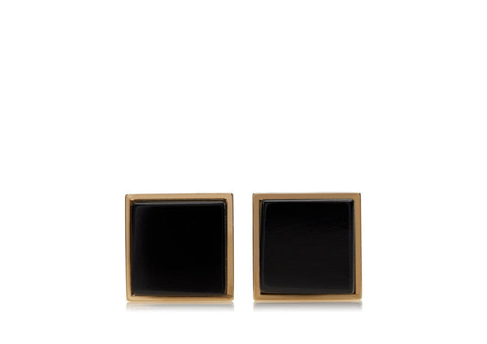 Gold And Onyx Square Cufflinks