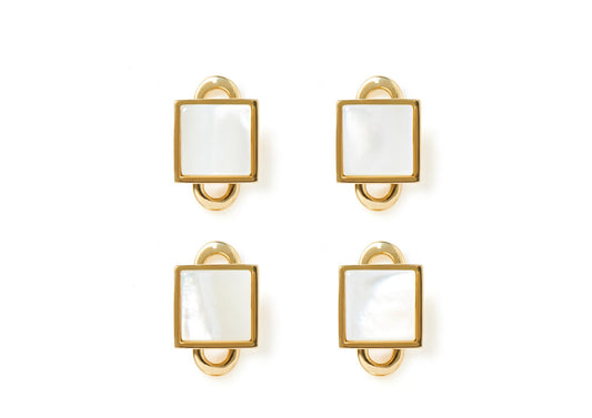 Gold And Pearl Square Studs