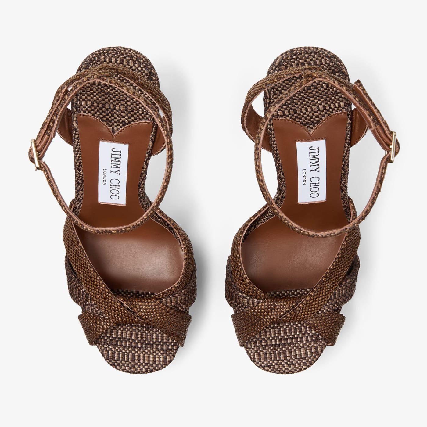 Kove 120 Chocolate and Tan Fine Raffia Platform Sandals