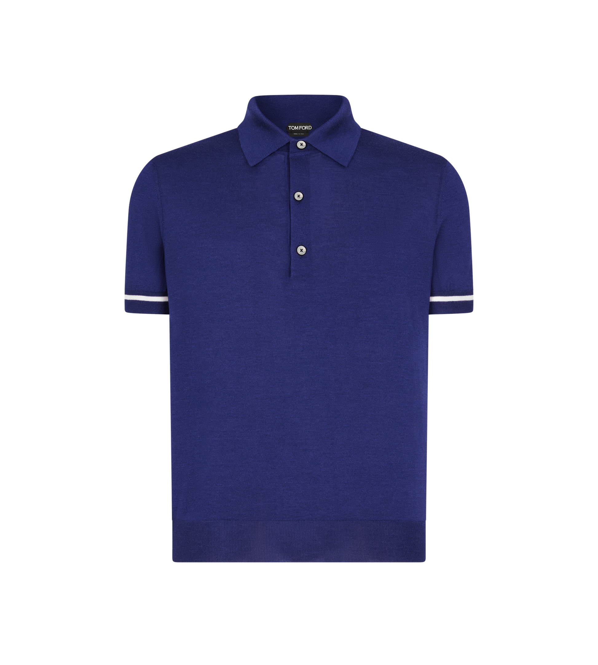 Contrast Piping Cashmere Silk Polo