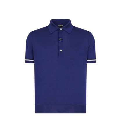 Contrast Piping Cashmere Silk Polo