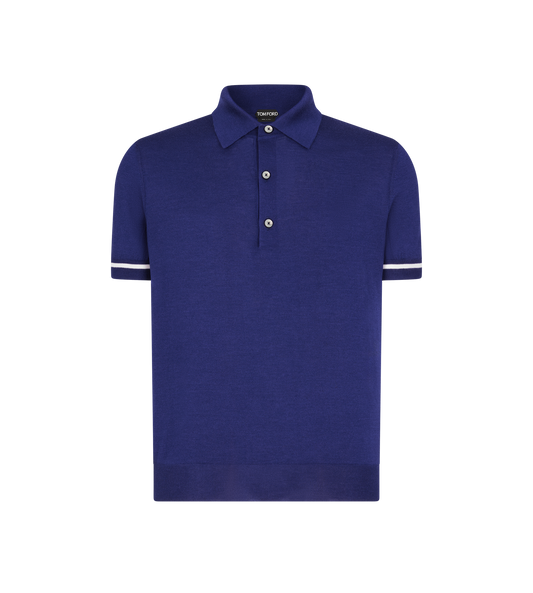 Contrast Piping Cashmere Silk Polo