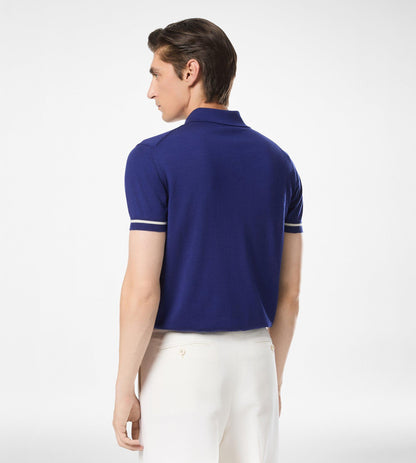 Contrast Piping Cashmere Silk Polo