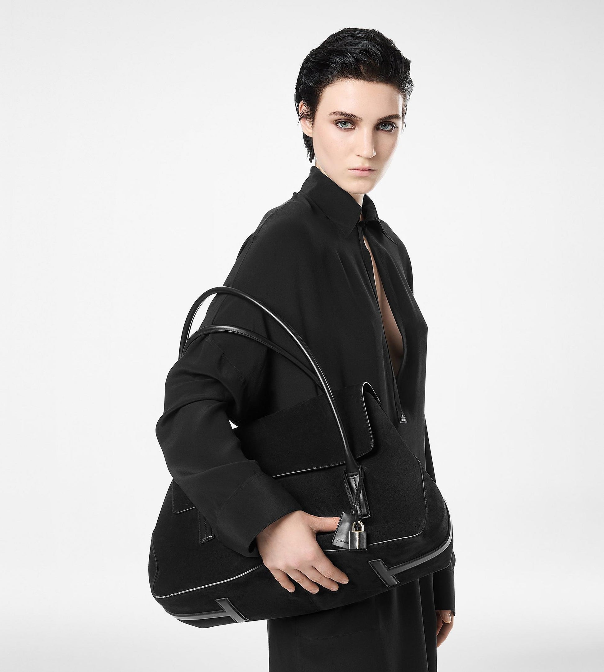 Suede Leather Eclipse Large Shoulder Bag