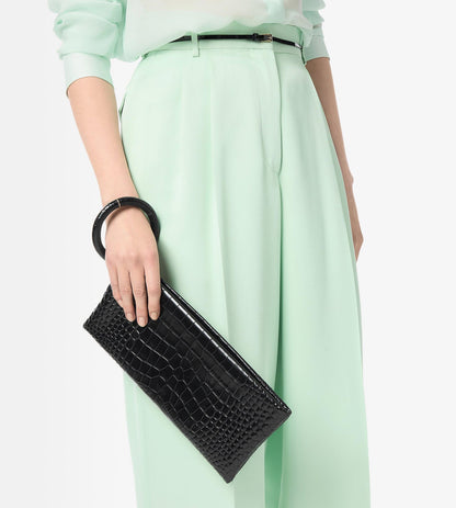 Soft Printed Crocodile Leather Aura Clutch