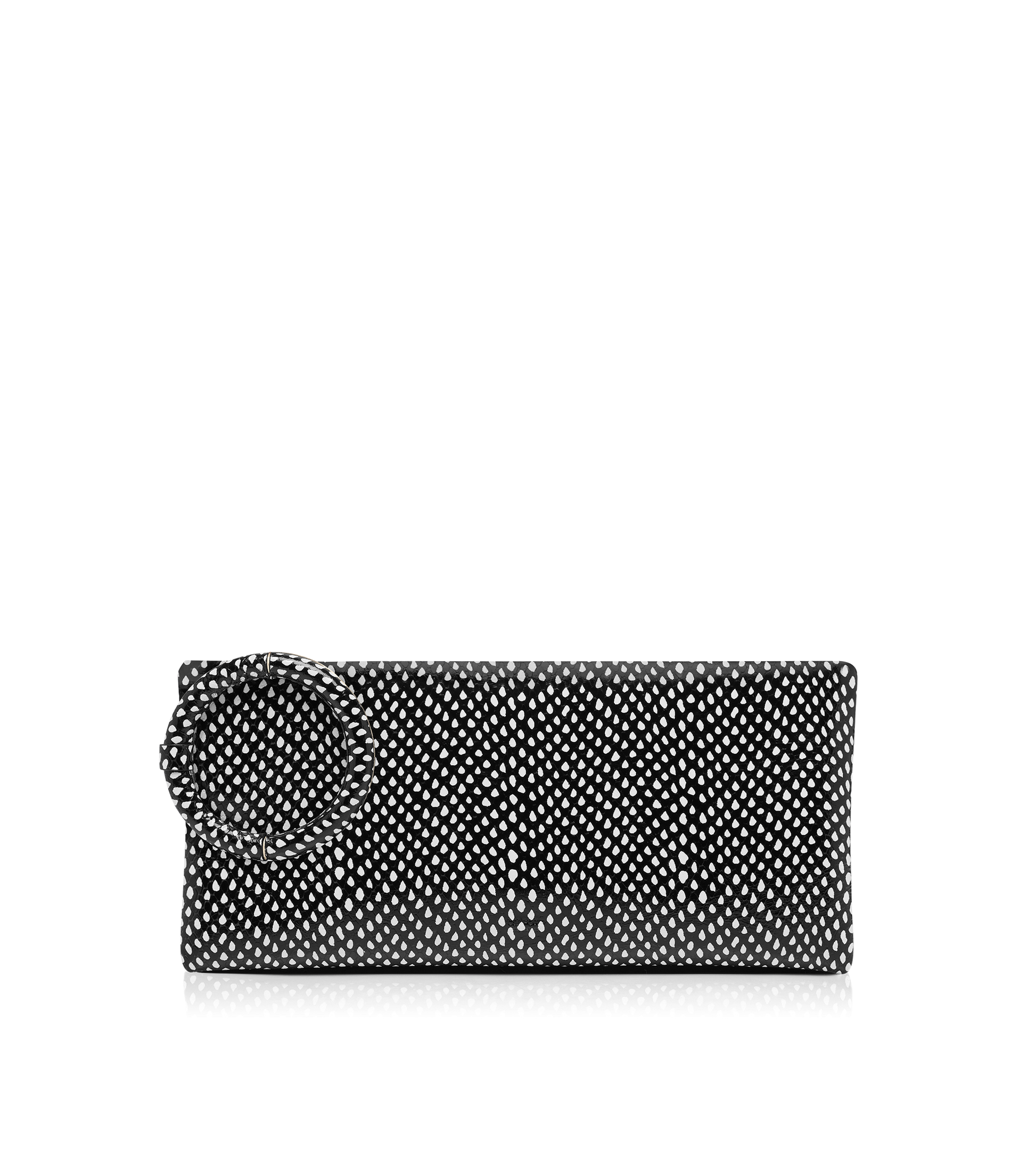Snakeskin-Effect Printed Calf Leather Aura Clutch