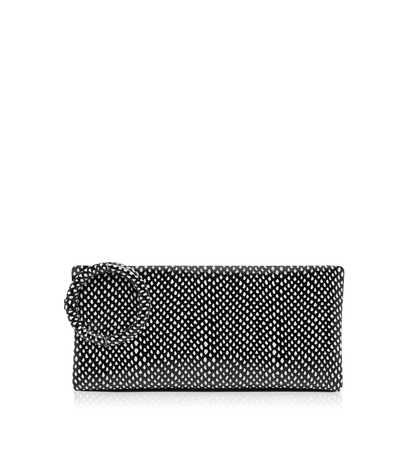 Snakeskin-Effect Printed Calf Leather Aura Clutch
