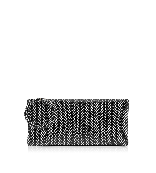 Snakeskin-Effect Printed Calf Leather Aura Clutch
