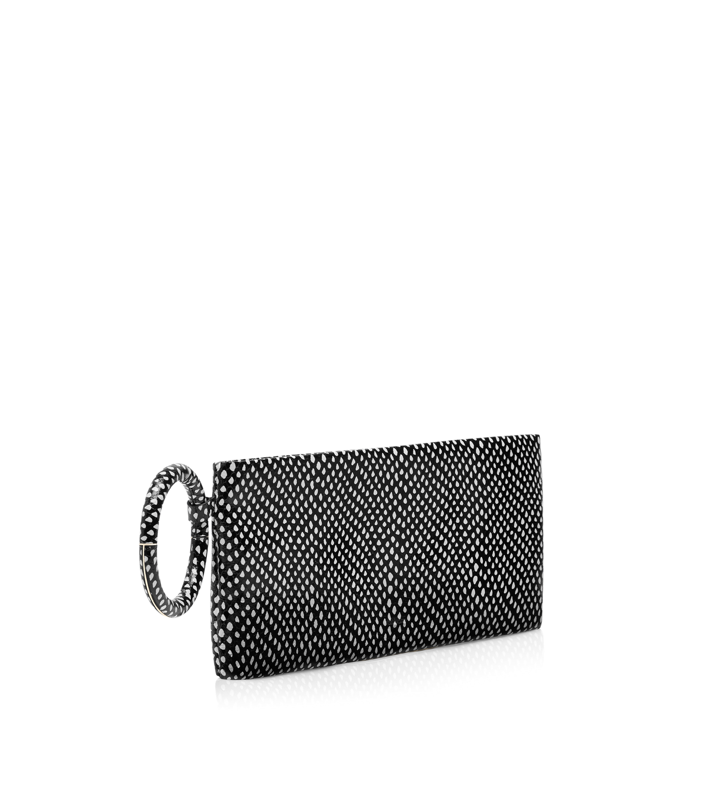 Snakeskin-Effect Printed Calf Leather Aura Clutch