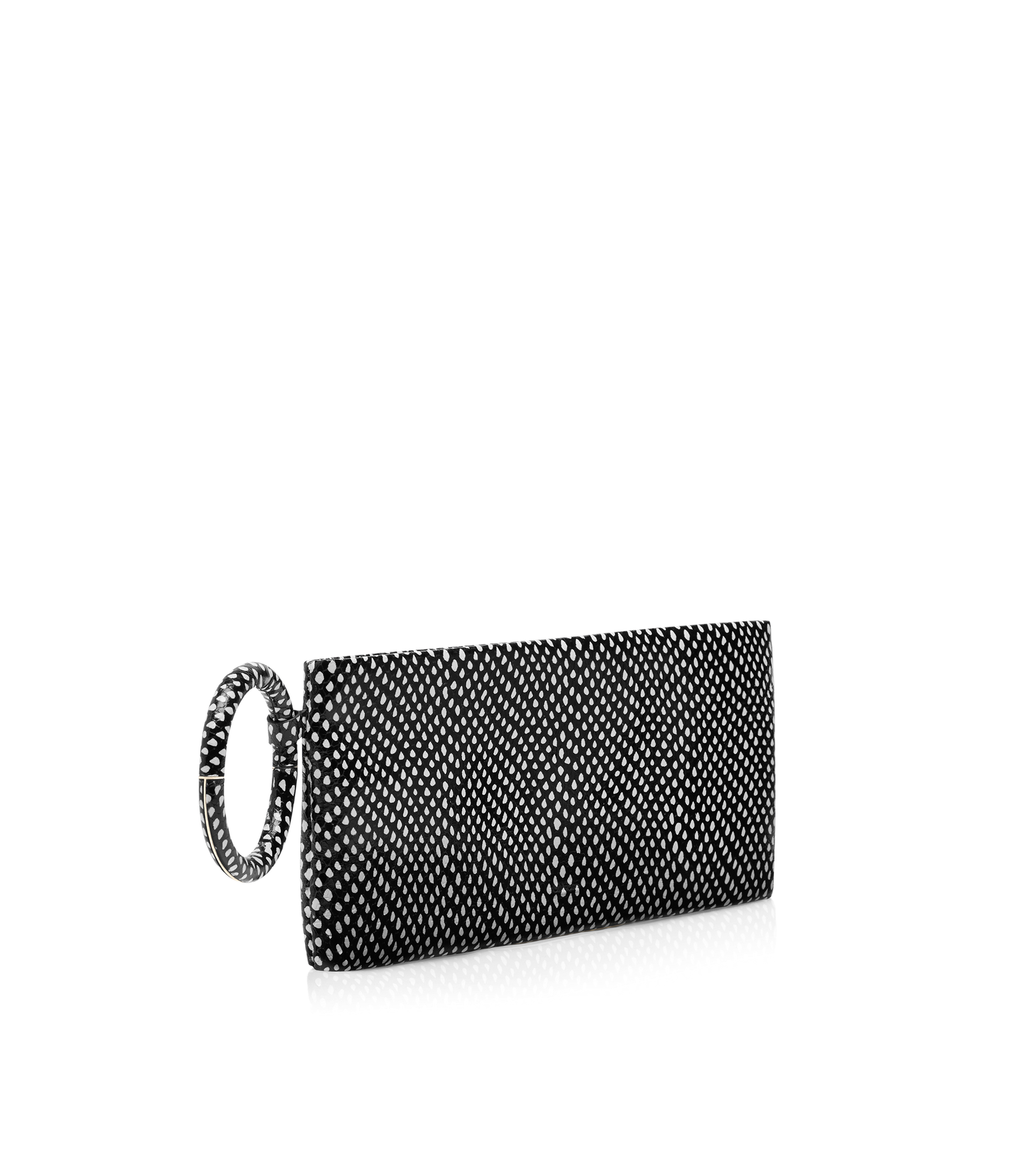 Snakeskin-Effect Printed Calf Leather Aura Clutch