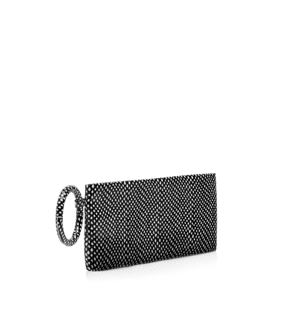 Snakeskin-Effect Printed Calf Leather Aura Clutch
