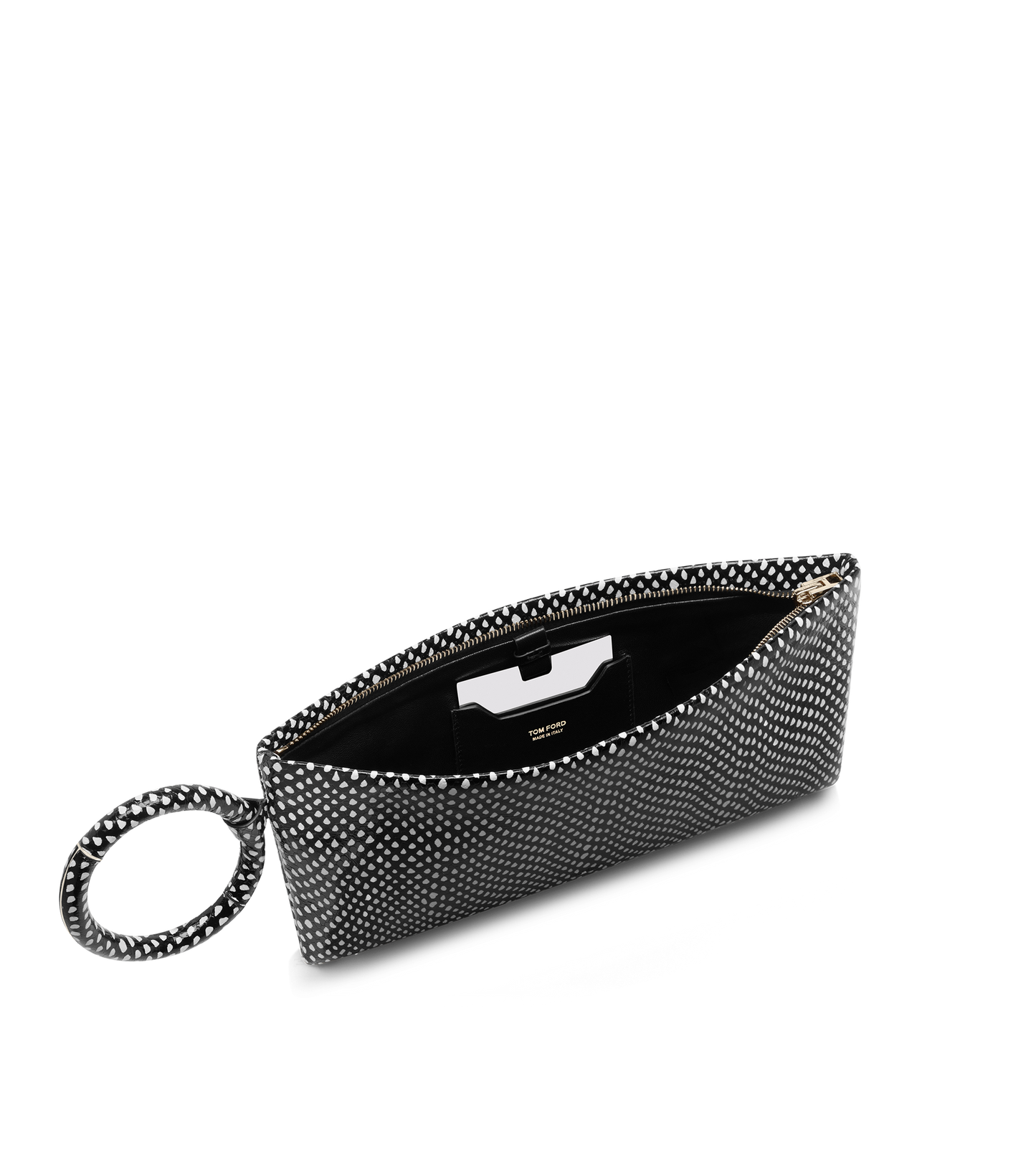 Snakeskin-Effect Printed Calf Leather Aura Clutch