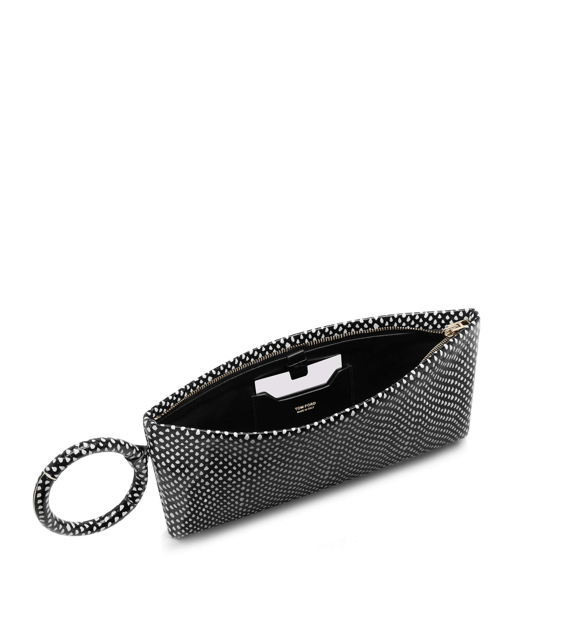 Snakeskin-Effect Printed Calf Leather Aura Clutch