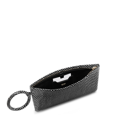 Snakeskin-Effect Printed Calf Leather Aura Clutch