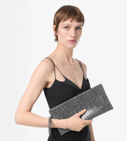 Snakeskin-Effect Printed Calf Leather Aura Clutch