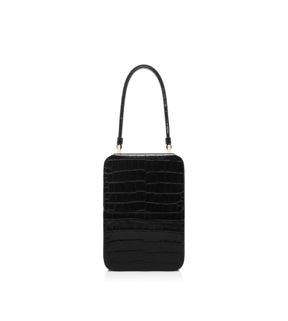 Soft Printed Crocodile Leather Frame Vertical Clutch