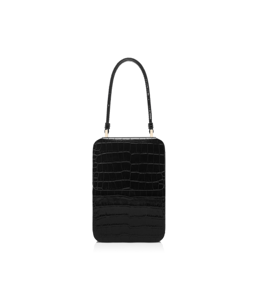 Soft Printed Crocodile Leather Frame Vertical Clutch