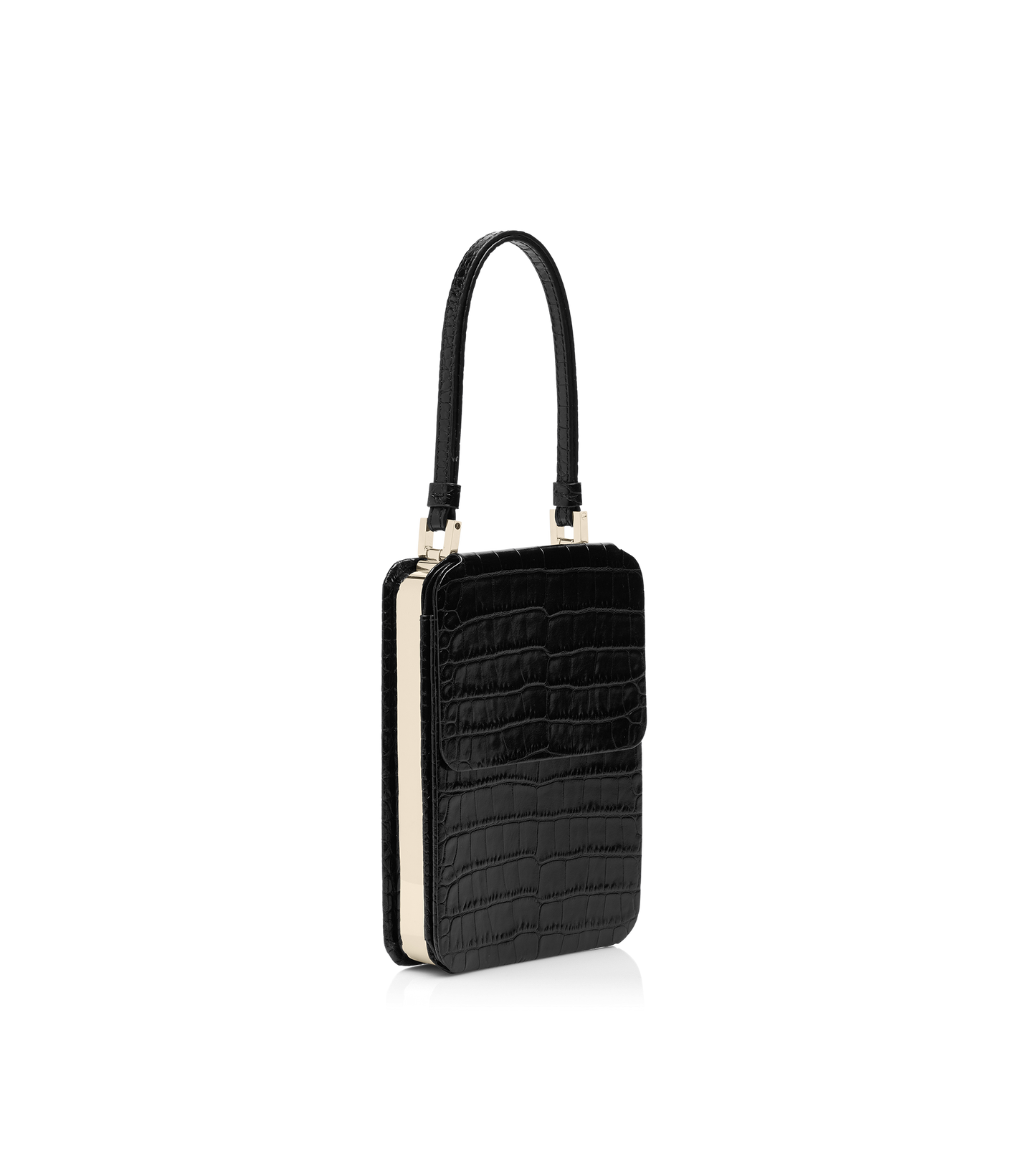 Soft Printed Crocodile Leather Frame Vertical Clutch