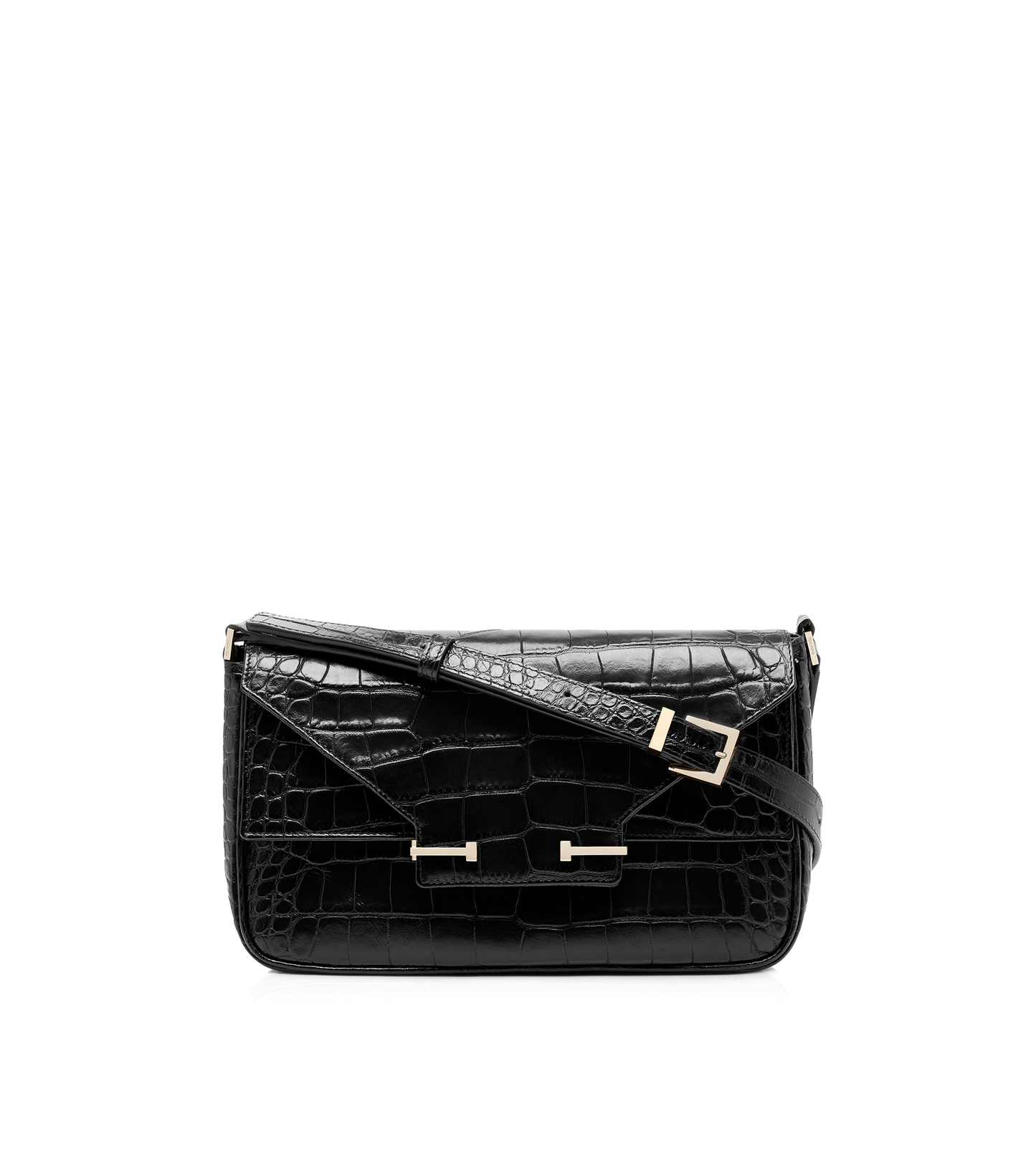 Soft Printed Crocodile Leather Aube Small Shoulder Bag