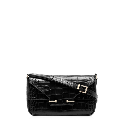 Soft Printed Crocodile Leather Aube Small Shoulder Bag