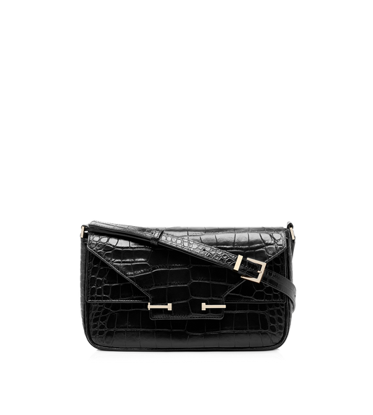 Soft Printed Crocodile Leather Aube Small Shoulder Bag